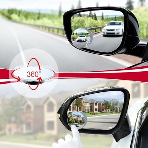 LivTee Blind Spot Mirror, 2" Round HD Glass Frameless Convex Rear View Mirrors Exterior Accessories with Wide Angle Adjustable Stick for Car SUV and Trucks, Pack of 2 — view 4