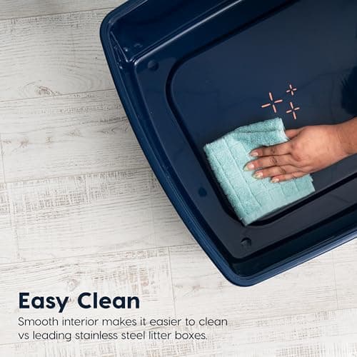 IRIS USA 76.2 x 50.8 x 35.6 cm XX-Large Side Entry Cat Litter Box, Open Top Extra Large Litter Box for Big Cats and Multi-Cat Households, High Sided Scatter Shield, Easy to Clean, Navy — view 5