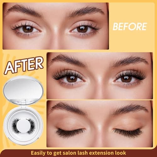 QUEWEL Magnetic Eyelashes Natural Look, 2 Pairs Without Eyeliner, Reusable Kit With Applicator, Half Lashes Easy to Use (Mag-Style A) — view 2