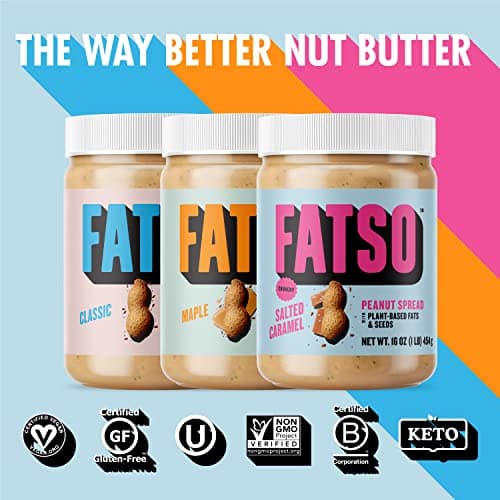 FATSO Maple Peanut Butter - High-Performance Natural Peanut Butter w/Superfats – MCT Oil, Avocado Oil, Organic Coconut Oil, Flax, Sweet Tapioca & Chia Keto-Friendly Nut Butter (18oz Jar) — view 3