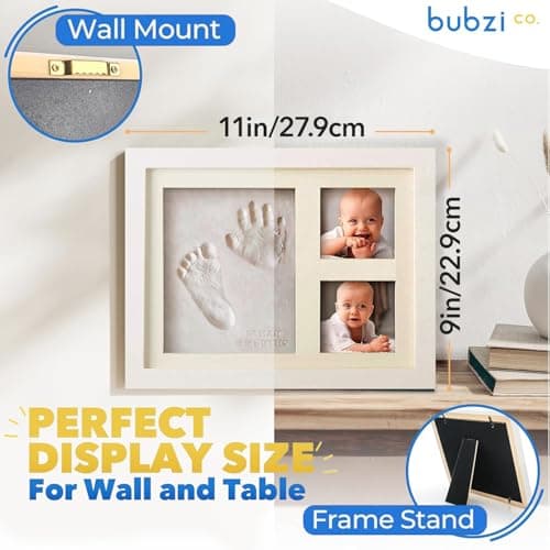 Bubzi Co Footprint & Handprint Keepsake Frame, Baby Memory Display, Nursery Decor, Baby Registry Must-Have, New Parent Gift (Fresh White) — view 3