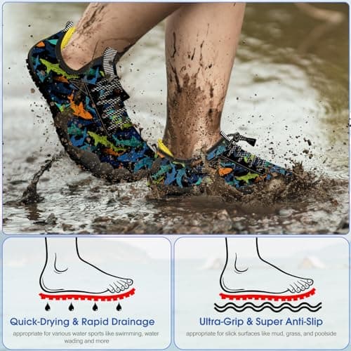CROVA Built-in Heel Grips Water Shoes for Kids Girls Boys Hiking Shoes Wide Barefoot Swim Beach Pools Slip-On Quick Dry Lightweight for Big Little Kids Toddler — view 2