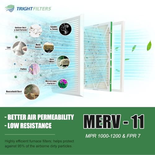 TRIGHTFILTERS 20x25x1 Air Filter 4 Pack, MERV 11 Dust & Pet Defense Electrostatic Pleated Home HVAC AC Furnace Filters Replacement (Actual Size 19.80x24.69x0.79 in) — view 4