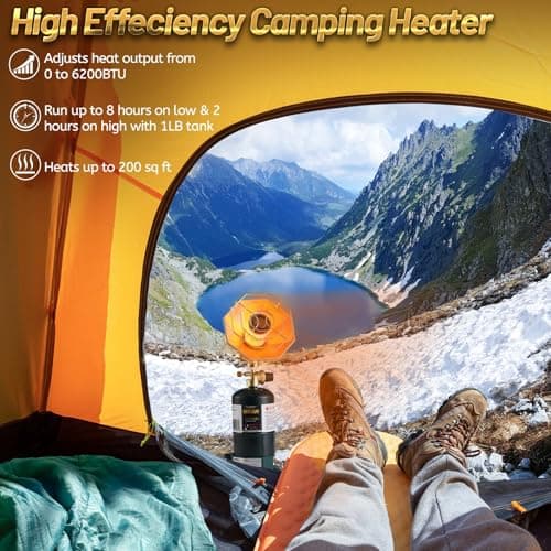 GasBRUH Portable Propane Heater with Windproof Lighter for Outdoor, Camping, Fishing, 6200BTU Outdoor Cordless Gas Heater for Camping,Hunting,Tents(TANK not Included) — view 4