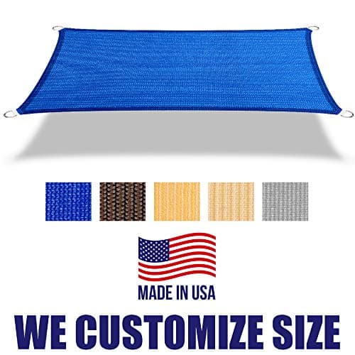 HOMA 20' x 20' Blue Rectangle Sun Shade Sail Canopy, 95% UV Blockage Awning Shelter Fabric Cloth Screen for Patio Outdoor Backyard - Heavy Duty Commercial Grade (Custom Size - Made in USA)