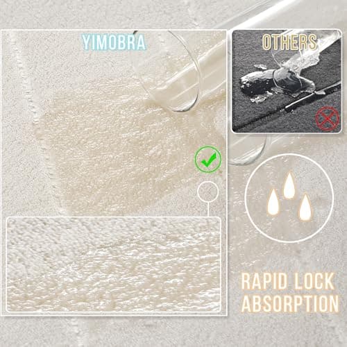 Yimobra Memory Foam Toilet Bath Mat U-Shaped, Soft and Comfortable, Super Water Absorbent, Non-Slip, Thick, Machine Wash Bathroom Commode Contour Rug, 24 X 20 Inches (24 X 20 Inches, Cream) — view 4