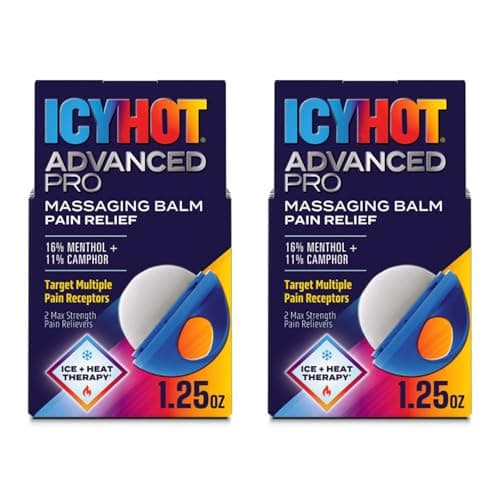 Icy Hot Advanced PRO Pain Relief Massaging Balm, Fast-Acting Max Strength Pain Relief with Menthol 16% and Camphor 11% for Backaches, Joints, Muscle Strains and Arthritis, 1.25 oz, 2 pk