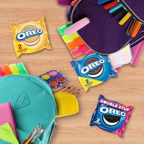 OREO, 20 Snack Packs (Individually Wrapped), 40 Cookies, School, Lunch, Travel, Gift, Birthday, Bulk Variety Pack of OREOs Original Chocolate & Double Stuf & Golden Vanilla Sandwich Cookies, 482g — view 6
