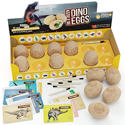 Dan&Darci Dig a Dozen Dino Egg Kit for Kids - Basket Stuffers - Dinosaur Toys Gift 3-12 Year Old - 12 Eggs & Surprise Dinosaurs - Science STEM Activities - Boy Toy Party Gifts for Boys & Girls — view 6
