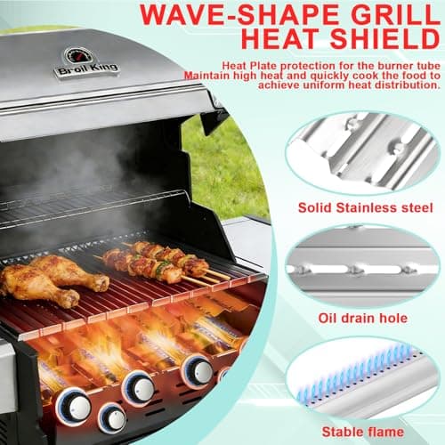 Grill Parts for Broil King 9221-64 9215-54 9221-54 9221-67 9235-24, Baron 320 340 420 440 Regal 490 Parts, for Broil King Baron Replacement Grill Grates & Stainless Steel Heat Plates/ Burner Tubes — view 4