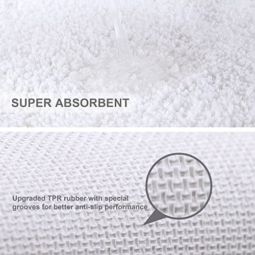 VANZAVANZU Extra Large Bath Mat 24"x36" Ultra Soft Absorbent Non Slip Fluffy Thick Microfiber Cozy Bathroom Rugs for Tub Shower Bathroom Floors Accessories (White) — view 4