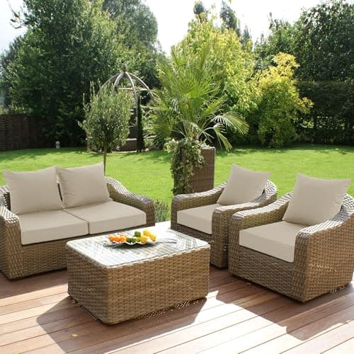 Summsun 4 Pack Outdoor Chair Cushions 24 x 24 inch, Water Resistant Backrest and Deep Seat Cushion Set for Patio Furniture with Removable Cover, 24 x 24 Inch, Cream