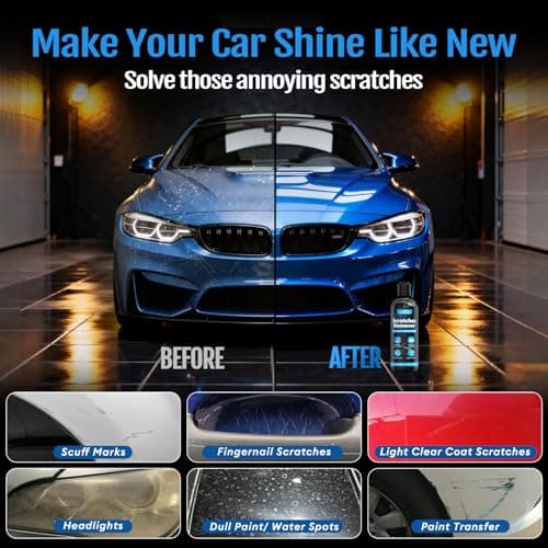 Car Scratch Remover, 300ml Scratch Repair & Swirl Remover Kit for Vehicles, Scratch Eraser Restorer & Polishing with Pad and Nano Sparkle Cloth for Light Scratches, Oxidation, Water Spots — view 2