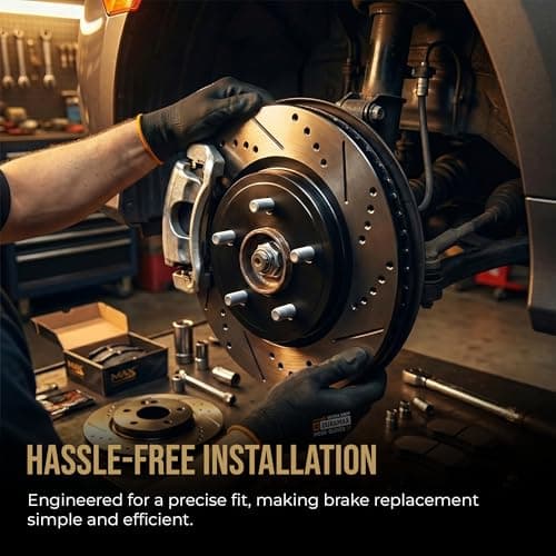 MAX Advanced Brakes - Brake Kit For 2015-2023 Nissan Murano, 2013-2020 Nissan Pathfinder, Infiniti QX60| Carbon Ceramic Brake and Rotor Kit Front and Rear| Drilled Slotted Brake Rotors — view 6