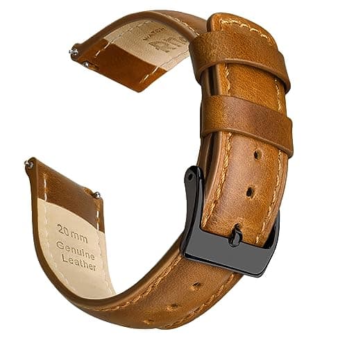Ritche Christmas Stocking Stuffers Genuine 21mm Leather Watch Band Compatible with Timex Expedition Fossil Seiko Classic Vintage Quick Realease Watch Bands for Men Women Toffee Brown Watch Strap