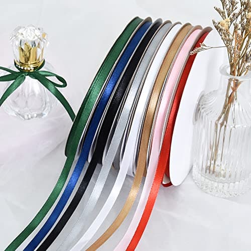 TONIFUL 1/4 Inch x 100yds Baby Pink Satin Ribbon,Valentine's Day Ribbon Thin Solid Color Satin Ribbon for Gift Wrapping, Crafts, Hair Bows Making, Wedding Party Decoration, Invitation Cards, Floral Bouquets — view 5