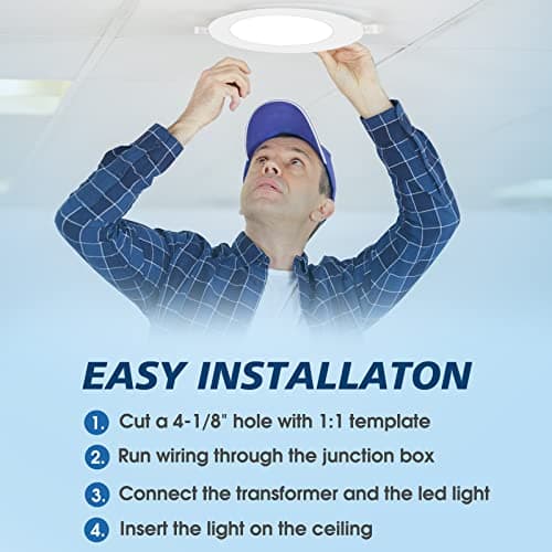 INCARLED 4inch 5CCT LED Recessed Slim Pot Lights with Junction Box, 2700K-5000K Color Changeable, 16Pack IC Rated Recessed Lighting (16Pack, 5000K/4000K/3500K/3000K/2700K-5CCT) — view 4