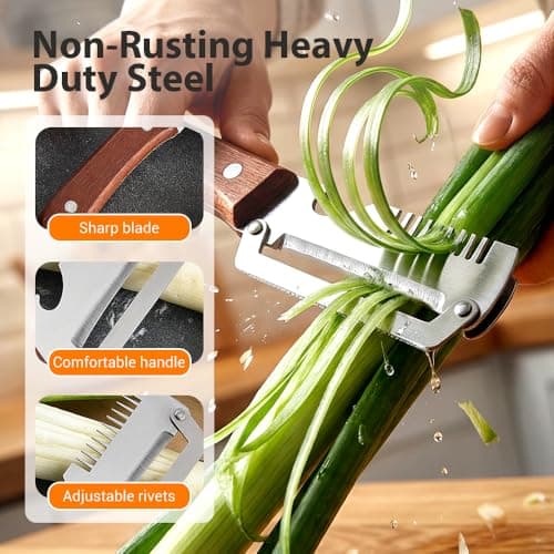 Premium Vegetable Peeler with Wooden Handle and Bottle Opener, Multi-Functional Vegetable Peeler for Kitchen, Kitchen Gadgets Tool for Fruit Pumpkin Peeling Potato Carrot Veggie Peeler (2) — view 3