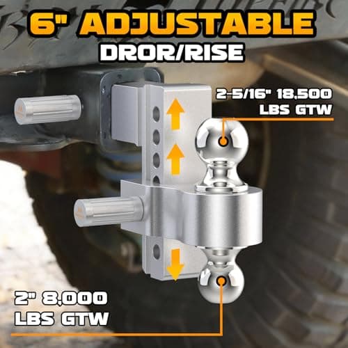 Mmtowus Adjustable Trailer Hitch -Drop Hitch Fit 2.5" Receiver-6" Drop/Rise — view 2