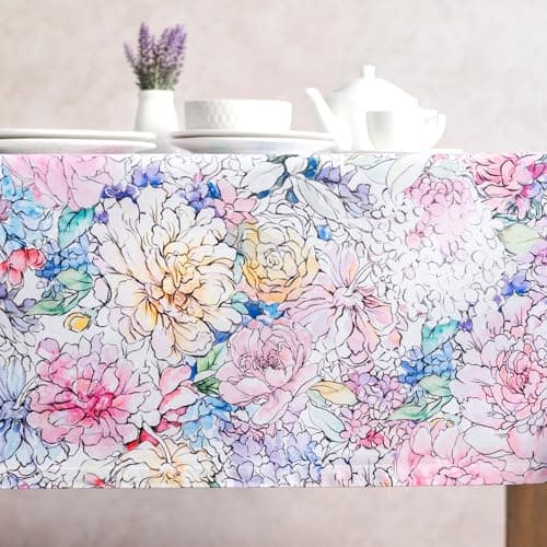 Maison d' Hermine Table Cloth Square Table 100% Cotton 54 x 54 Inches Tablecloth Reusable Decorative for Dining Kitchen Room Farmhouse Party Home Hotel Restaurant Spring Summer - Floral Love — view 7