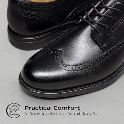 Bruno Marc Men's Brogue Wingtip Oxfords, Full Grain Leather Dress Shoes Flexible Forefoot for Work & Business Comfort Lightweight Lace Classic Formal Shoes,Size 11,Black,SBOX26008M — view 3