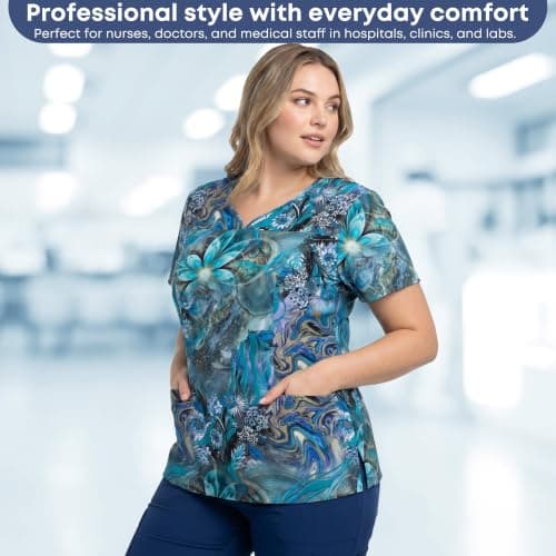 Stretch V-Neck Nursing Scrubs Top Moisture-Wicking & Odor-Control Durable Medical Uniform for Hospitals & Clinics, 153#, Small — view 6