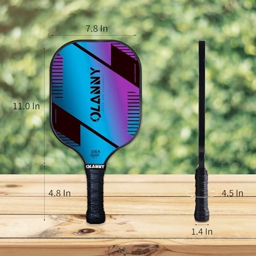 OLANNY Graphite Pickleball Paddles 4 Pack - Premium Rackets Fiber Face & Polymer Honeycomb Core Pickleball Set Includes 4 Pickleball Paddles + Balls+1 Bag (Gradient Pickleball Paddles) — view 3