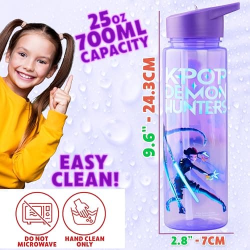 KPop Demon Hunters Officially Licensed Huntrix Water Bottle for Girls, 25oz Leak Proof with Straw Lid, Gifts for Girls — view 5