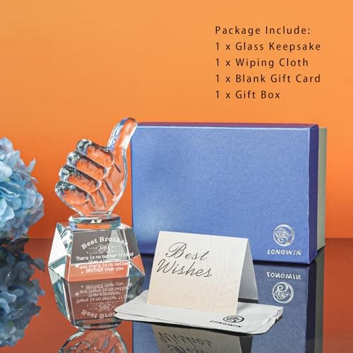 LONGWIN Gifts for Brother Adult Crystal Awards with Thumbs Up, Birthday from Sister Brother, Unique Presents — view 4