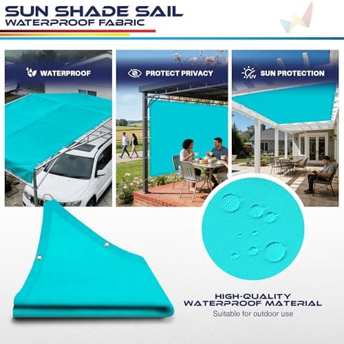 Windscreen4less 7' x 27' Waterproof Sun Shade Sail Straight Edge Outdoor Canopy Cover UV Block for Lawn Patio Backyard Garden Deck Pergola (Turquoise) — view 2
