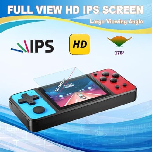 KAVOYI 32 Bit Handheld Games for Kids Built-in 139 Video Games,3.0" IPS Screen Rechargeable Portable Arcade Gaming Player,Electronic Toys for Boys Girls Birthday Xmas Gift Blue-Red — view 2