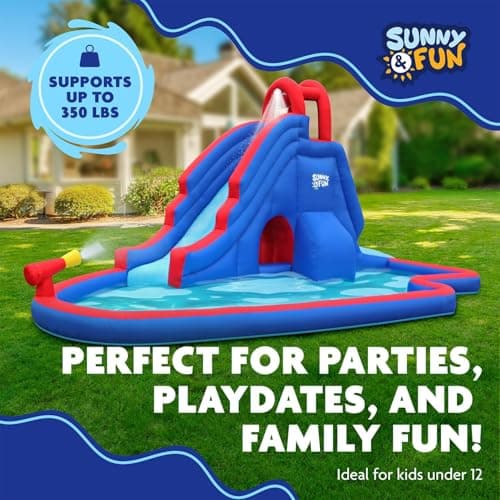 Sunny & Fun Deluxe Inflatable Water Slide Park with Climbing wall & Tunnel — view 4