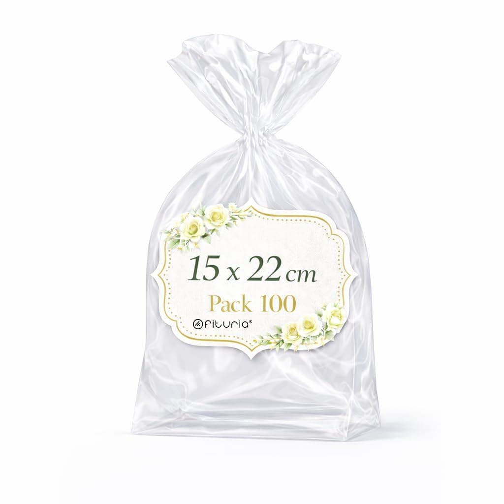 Ofituria Bolsas Celofán Transparente 10 x 15 cm, Bolsas Transparentes para Chuches y Regalos – Bolsas Plastico Transparente para Cumpleaños Infantiles, Galletas y Detalles, 1 Pack (100 Bolsas) — view 35