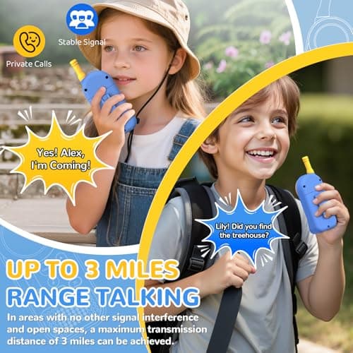 Ptnerbeh Walkie Talkies for Kids Toys: Toys for 3-12 Year Old Boys Girls - 22 Channels 2 Way Radio Toy with Backlit LCD Flashlight - 3 Miles Range for Outside/Camping/Hiking (2-Pack) Blue