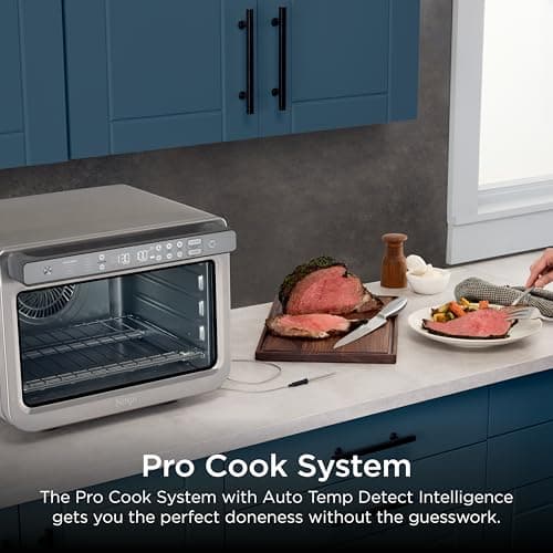 Ninja Prestige Smart XL with Pro Cook System 10 in 1 Digital Countertop Convection Toaster Oven, Air Fry, Air Roast, Broil and Bake, Thermometer, 1800 Watts, Stainless Steel, DT551