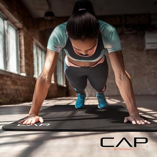 CAP Barbell High Density Exercise Mat with strap, 68"x24" 12mm - Gray — view 5