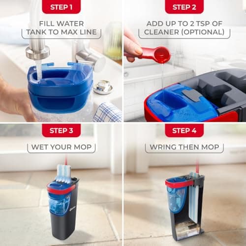 O-Cedar H2prO Flat Mop System | Quick Everyday Cleaning | Dual-Tank Fresh Water System | Machine Washable Reusable Microfiber Mop Pad | Safe on Hardwood, Tile & Vinyl Floors — view 3