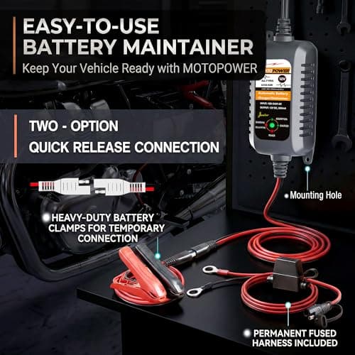 MOTOPOWER MP00205A 12V 800mA Automatic Battery Charger, Battery Maintainer, Trickle Charger, and Battery Desulfator — view 8