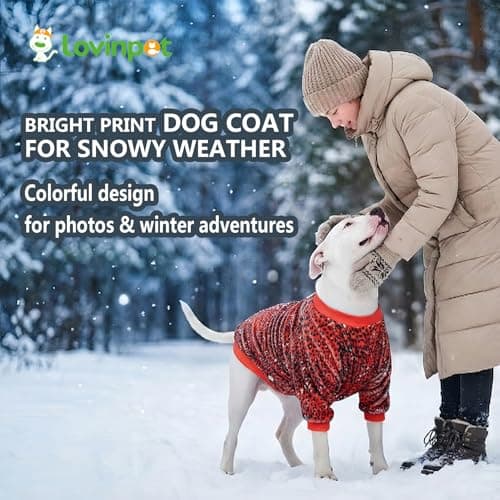 LovinPet Large Dog Winter Flannel Coat, Warm Dog Coat with Front Sleeves and Snap Buttons, Easy-Care Full-Coverage Layer for Cold Weather, Pink Dot Leopard Prints, XXL — view 3