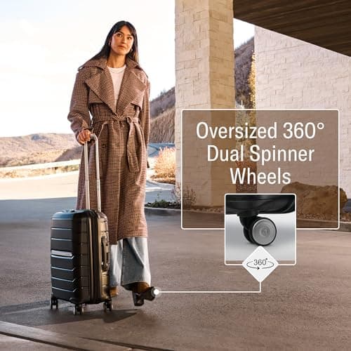 Samsonite Freeform Hardside Carry-On Luggage with Spinner Wheels - Hardshell Suitcase - TSA, Airline-Approved - Expandable Hard Shell, Smooth Rolling Wheels for Lightweight Travel – Black