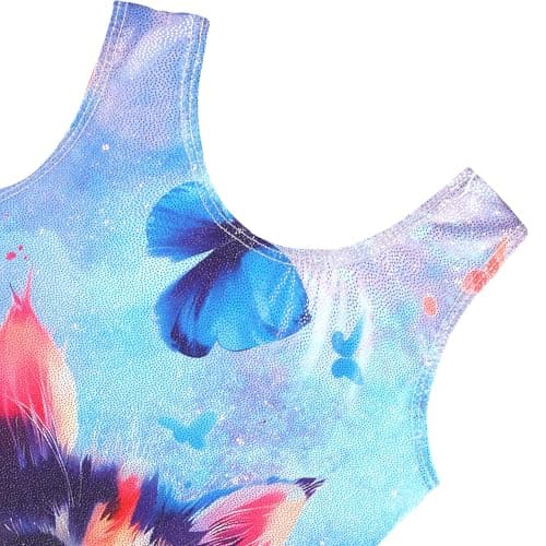 BAOHULU Gymnastics Leotards for Girls Kids Sparkle Tank Biketards with Shorts Dance Outfit, Blue Cat, 8-9 Years — view 2