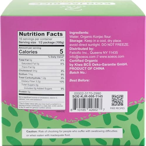 Soeos Organic Konjac Rice, 8 Packs (270g per Pack) – Healthy Low-Carb, Keto & Gluten-Free Rice Substitute