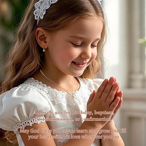 Poxtex Gold Cross Necklace for Women Teen Girls Dainty Cute 14K Gold Plated Small Cross Pendant Trendy Jewelry Non Tarnish Waterproof Simple Necklace Religious Christian Baptism Jesus Faith Gifts — view 3