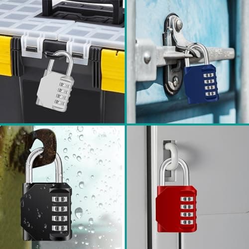 ZHEGE Padlock, Combination Lock 4 Digits, Outdoor Lock Weatherproof (Black) — view 4