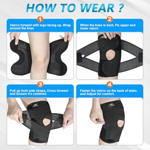 Knee Brace with Side Stabilizers, Adjustable Knee Support for Men/Women, Compression Knee Braces Support for Meniscus Tear, Arthritis, ACL/MCL, Knee Pain Relief,Running,Weightlifting,Sports — view 7