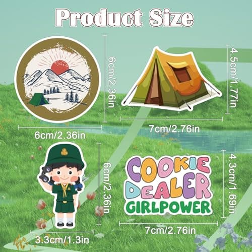 Vemfare Cute Girl Camping Stickers -100 Pcs Cartoon Girl Stickers, Travel Vinyl Waterproof Decals for Scrapbook Water Bottle Skateboard Laptop Journal, Party Favor Decor Supplies — view 2
