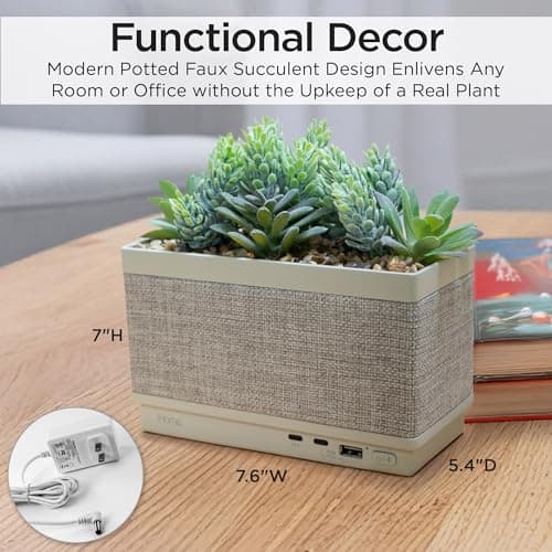 iHome PowerPlant Charging Station, Faux Succulent with USB Charging Station (Power Plant Speaker) — view 5