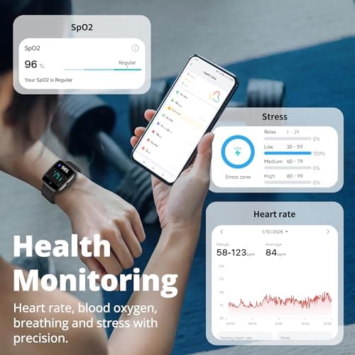 Fixwink Smart Watch for Men Women (Answer/Make Call), 1.83" HD Fitness Tracker with Heart Rate/SpO2/Sleep Monitor, Pedometer, 120+ Sport Modes, IP67 Waterproof, 7-Day Battery, for iOS Android, Black — view 3
