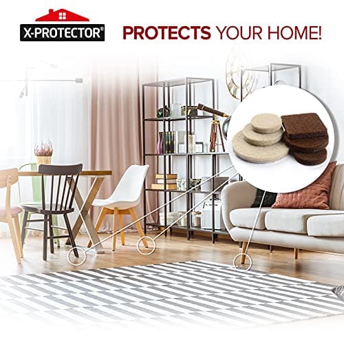 Felt Furniture Pads X-PROTECTOR 133 PCS Premium Furniture Pads - Felt Pads Furniture Feet Best Wood Floor Protectors - Protect Your Hardwood & Laminate Flooring! Brown and Beige — view 5