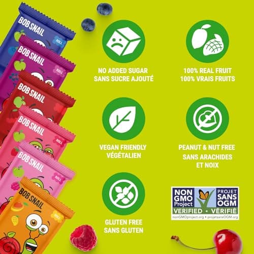 Bob Snail Fruit Roll Ups – Healthy Sweets Snacks, Real Dried Fruits, No Added Sugar, Vegan, Nut Free, Candy for Adults, Kids, with Blueberry, Raspberry, Blackberry – Bulk Gift Box 80 pcs Rolls, 800g — view 3